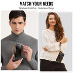 Defencase Compatible with iPhone 13 Pro Max Case Wallet with RFID Blocking Card Holder for Women Men, PU Leather Magnetic Snap Flip Zipper Strap Wallet Phone Case Fit for iPhone 13 Pro Max 6.7, Coffee