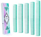 Vellen Hair Ultimate Cutting Comb for Men Women, Unbreakable PEI Material 430°F Heat Resistant Barber combs for Hairdressers , Combs fine teeth and extra wide tooth combs for Hair Stylist , 5-pack