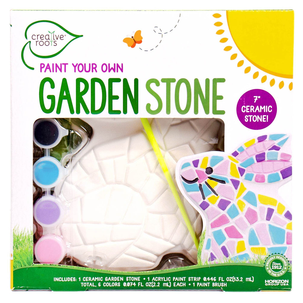Creative Roots Paint Your Own #1 Dad Stepping Stone, Paintable Ceramic 7 in. Stone, Includes 6 Acrylic Paints & Paintbrush, Great Arts and Crafts for Kids Ages 8-12, Father's Day Gift