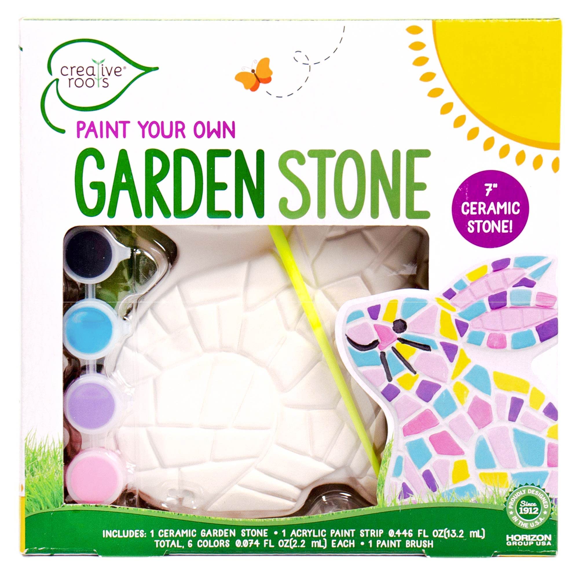 Creative Roots Paint Your Own #1 Dad Stepping Stone, Paintable Ceramic 7 in. Stone, Includes 6 Acrylic Paints & Paintbrush, Great Arts and Crafts for Kids Ages 8-12, Father's Day Gift