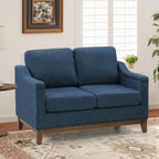 4-Piece Living Room Sofa Set with Coffee Table, Vintage Rivet Couch Sets with Solid Wood Legs, Chenille Sofas Furniture of Ottoman with Storage Space, Armchair, Loveseat and 3-Seat Sofa