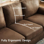 Faux Leather Sofa, 84" Rolled Arms Couch with Nailhead Trim, 3 Seater Deep Seat Sofa with Spring Cushion, Solid Wooden Bun Legs, Mid-Century Vintage Couch for Living Room, Farmhouse, Brown