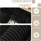 Sectional Couches for Living Room, 5 Seat Sofa Couch with Corduroy Fabric, L-Shaped Cloud Sofa Set with 5 Pillows, No Assembly High-Density Sponge Sofa for Apartment, Black