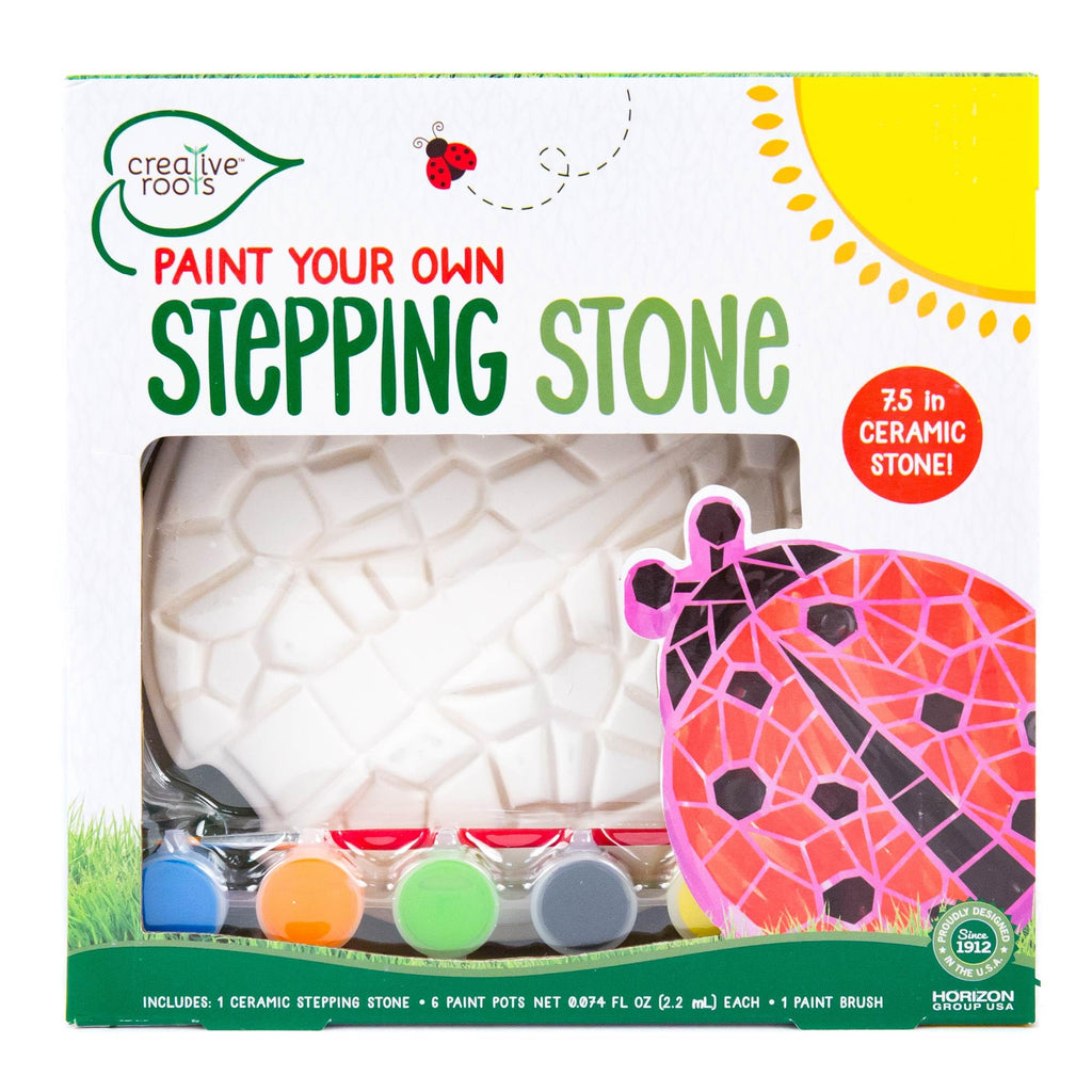 Creative Roots Paint Your Own #1 Dad Stepping Stone, Paintable Ceramic 7 in. Stone, Includes 6 Acrylic Paints & Paintbrush, Great Arts and Crafts for Kids Ages 8-12, Father's Day Gift