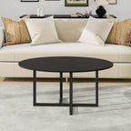 Oval Coffee Table for Living Room, Center Table Tea Table with Metal Frame for Living Room Home Office, Small Space, Easy Assembly, Black