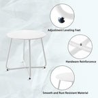 Patio Outdoor Side Table Waterproof Round Metal Steel Small Side Table Weather Resistant Portable Outdoor and Indoor End Table for Garden Balcony Yard, White