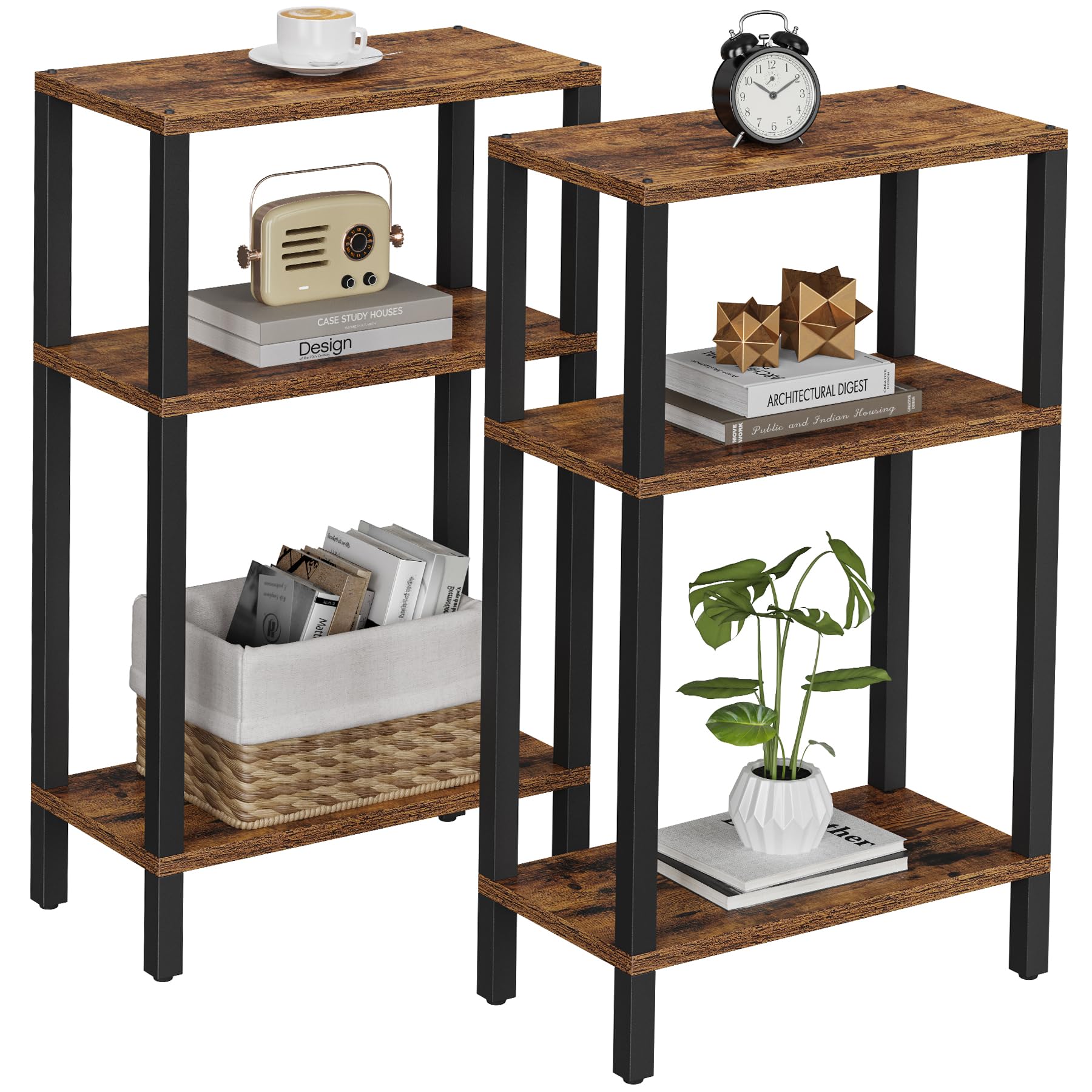TUTOTAK Small Side Table, Narrow End Table, Skinny Sofa Table, Slim Nightstand, Couch Table, Living Room, Bed Room, Black TB01BK062