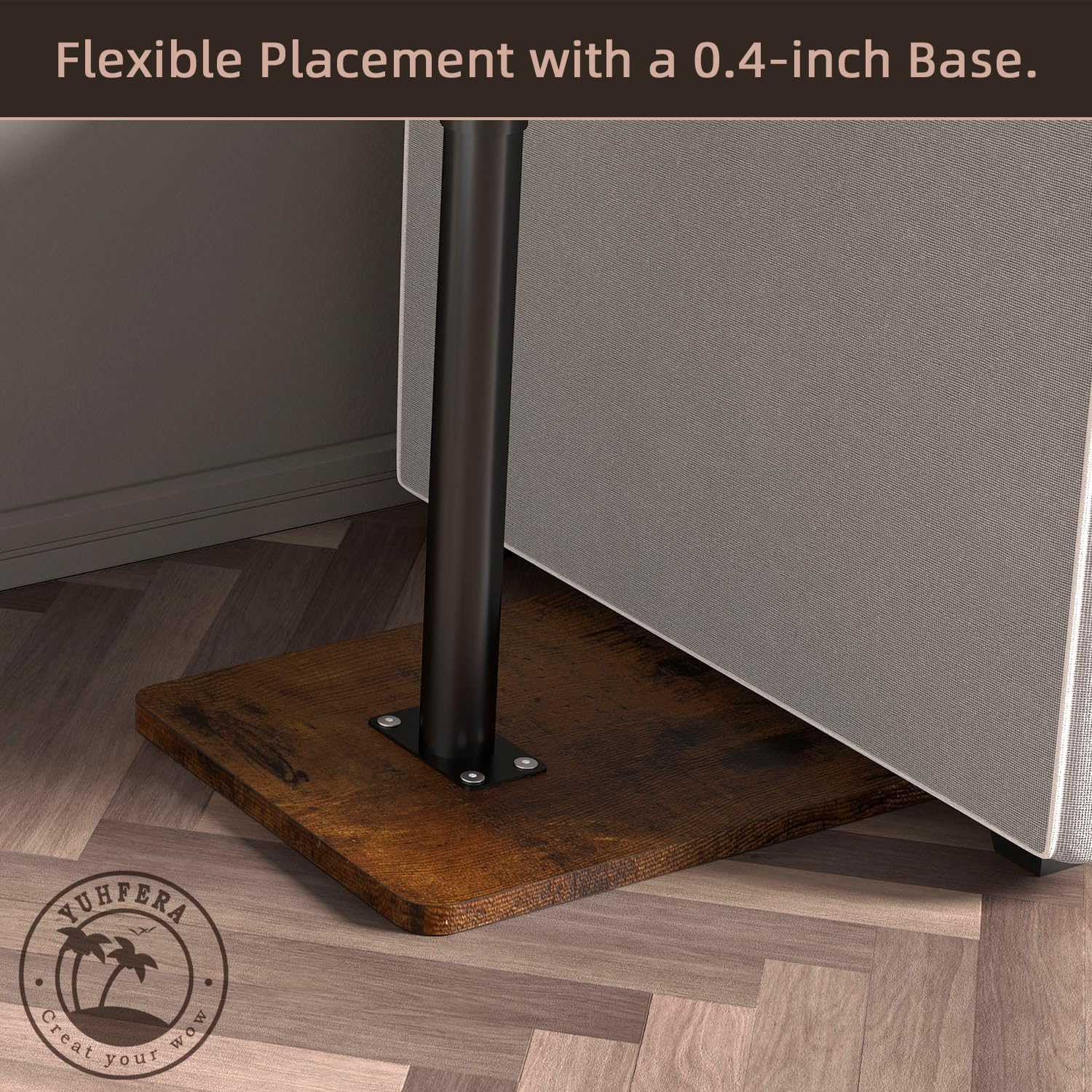 Sofa Armrest Tray Table for Couch - 360° Swivel Height Adjustable End for Small Spaces, Snack Side Table for Bed or Chair with Phone & Tablet Slot (Rustic,Standard)