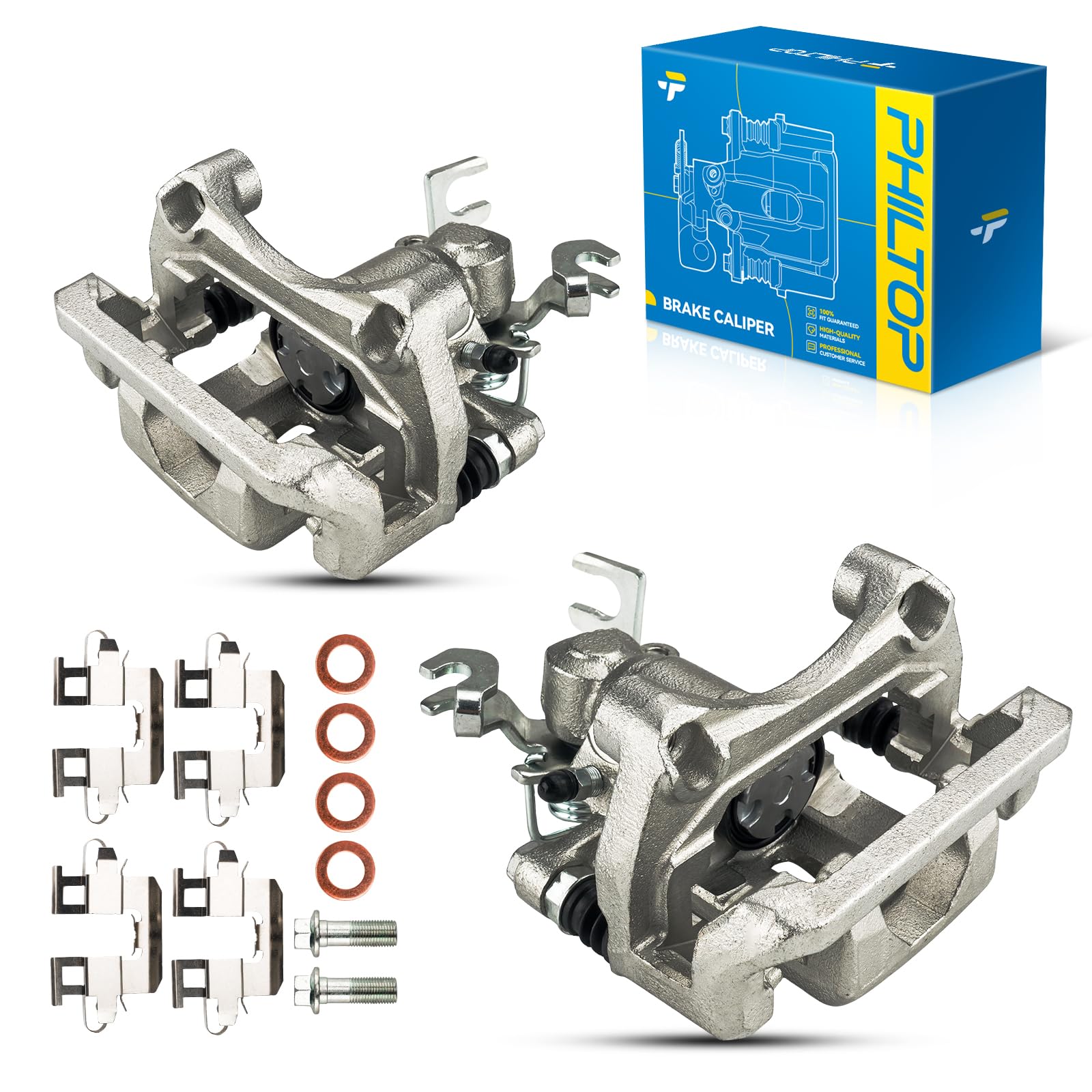 PHILTOP 18B5046 18B5047 Rear Disc Brake Caliper Assembly Fit for 2007-2017 Jeep Wrangler, 2008-2012 Jeep Liberty, 2007-2011 Dodge Nitro, 2018 Jeep Wrangler JK