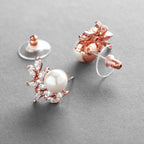 Mariell Pearl & CZ Crystal Rose Gold Wedding Earrings for Bride, Bridesmaid & Mother of the Bride, Prom