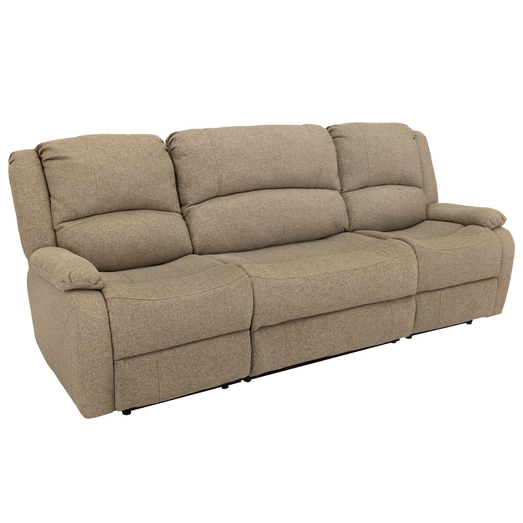 RecPro Charles 67" Double Recliner RV Sofa with Console and Cupholders | Zero Wall Loveseat for Camper | Wall Hugger Couch | Fifth Wheel Theater Seating | Replacement RV Furniture | Oatmeal Cloth