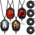 8 Pcs Gothic Necklace Goth Jewelry Witch Gifts For Women Cameo Choker Necklaces Black Stainless Steel Chains Blood Vampire Bat Crow Cross Costume Party…