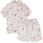 Vopmocld Big Girls Button Down Sleepwear Short Sleeve With Shorts 2PCS Pajama Sets Casual Lapel Loungewear Patterns Printed, 2PCS-Bunny, 10