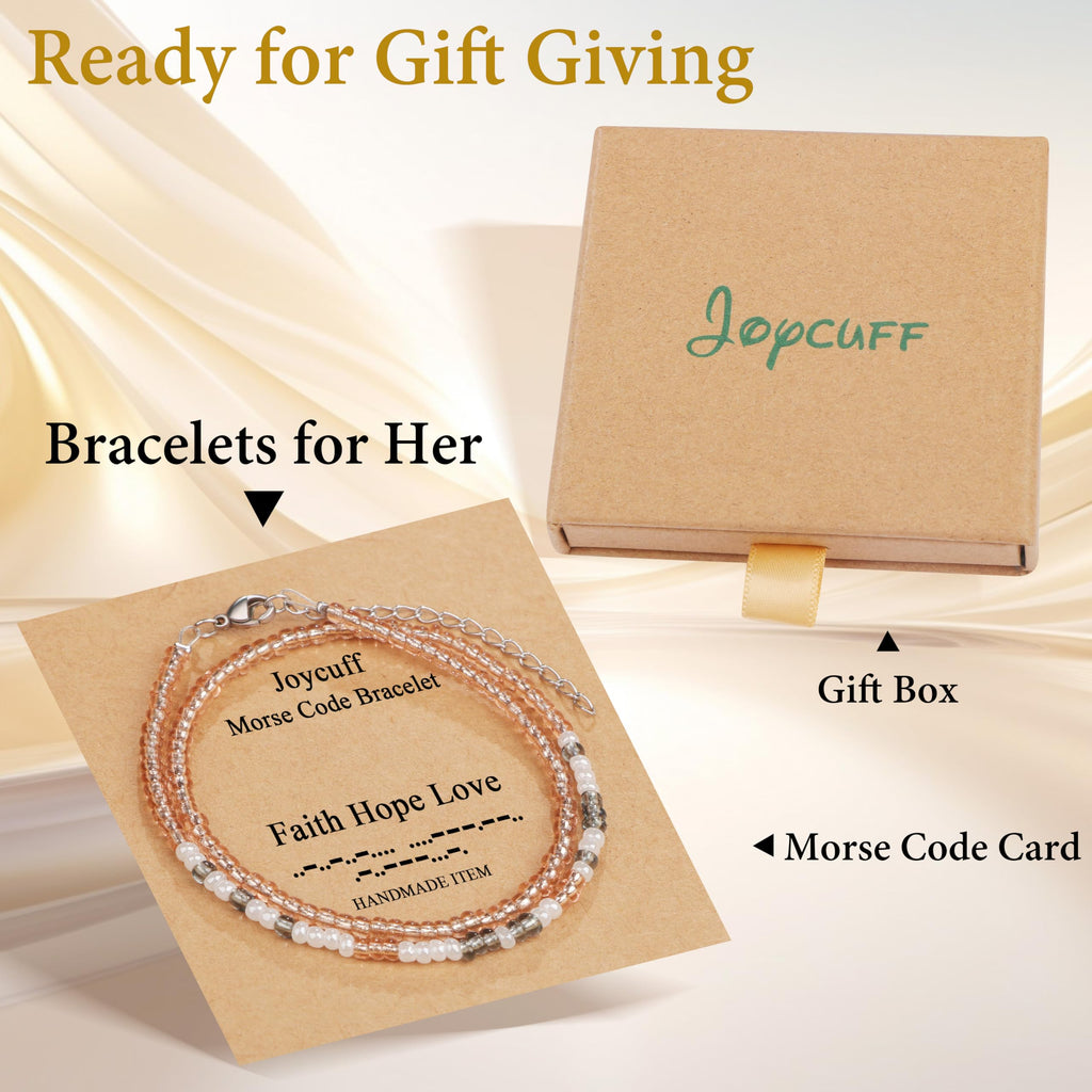Bracelets JoycuFF en code Morse pour femmes Cadeaux inspirants pour femmes, bijoux superposés pour fille sœur meilleures amies petite amie anniversaire Saint-Valentin fête des mères cadeau de remise des diplômes