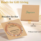 Bracelets JoycuFF en code Morse pour femmes Cadeaux inspirants pour femmes, bijoux superposés pour fille sœur meilleures amies petite amie anniversaire Saint-Valentin fête des mères cadeau de remise des diplômes