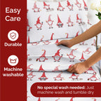 Komplet pościeli King Christmas Tree - Świąteczny wzór Xmas na lnie - Głębokie kieszenie - Dopasowany krój - 4 części - Bez zagnieceń - Wygodna i chłodząca świąteczna pościel zimowa - Łatwa w pielęgnacji - Przyjazna dzieciom