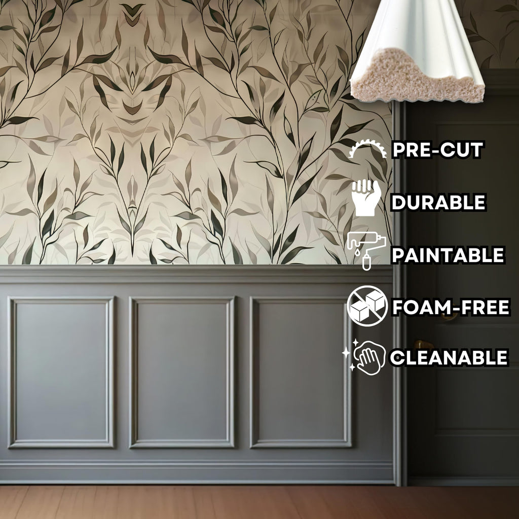 Board and Batten Wall Panel Kit - Peel and Stick Precut Wall Molding Kit - Luxury Decorative Wall Moulding Kit - Paintable Accent Wall Kit for an Elegant Touch to Any Home Decor