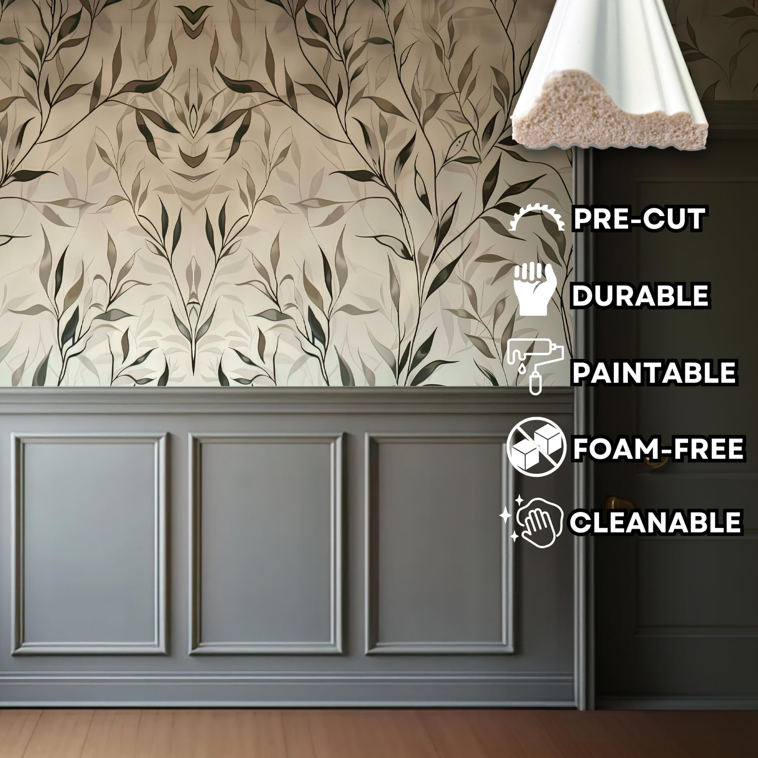 Board and Batten Wall Panel Kit - Peel and Stick Precut Wall Molding Kit - Luxury Decorative Wall Moulding Kit - Paintable Accent Wall Kit for an Elegant Touch to Any Home Decor