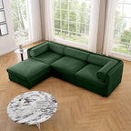 Large Sectional Couches for Living Room, Corner Couch with Storage Chenille Sectional Sofa, Cylindrical Backrest and Armrests 6 Seats,Green