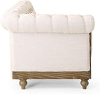 Merax Chesterfield Sofa, Retro Upholstered 6 Seater Rolled Arm Couch for Living Room Bedroom Office, Beige