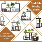 G-Shaped Side Table with Thick Metal Frame, 3-Tier End Table for Sofa Bedside Table with Storage, Corner Table Coffee Table for Bedroom Living Room Kitchen (Rustic Brown)