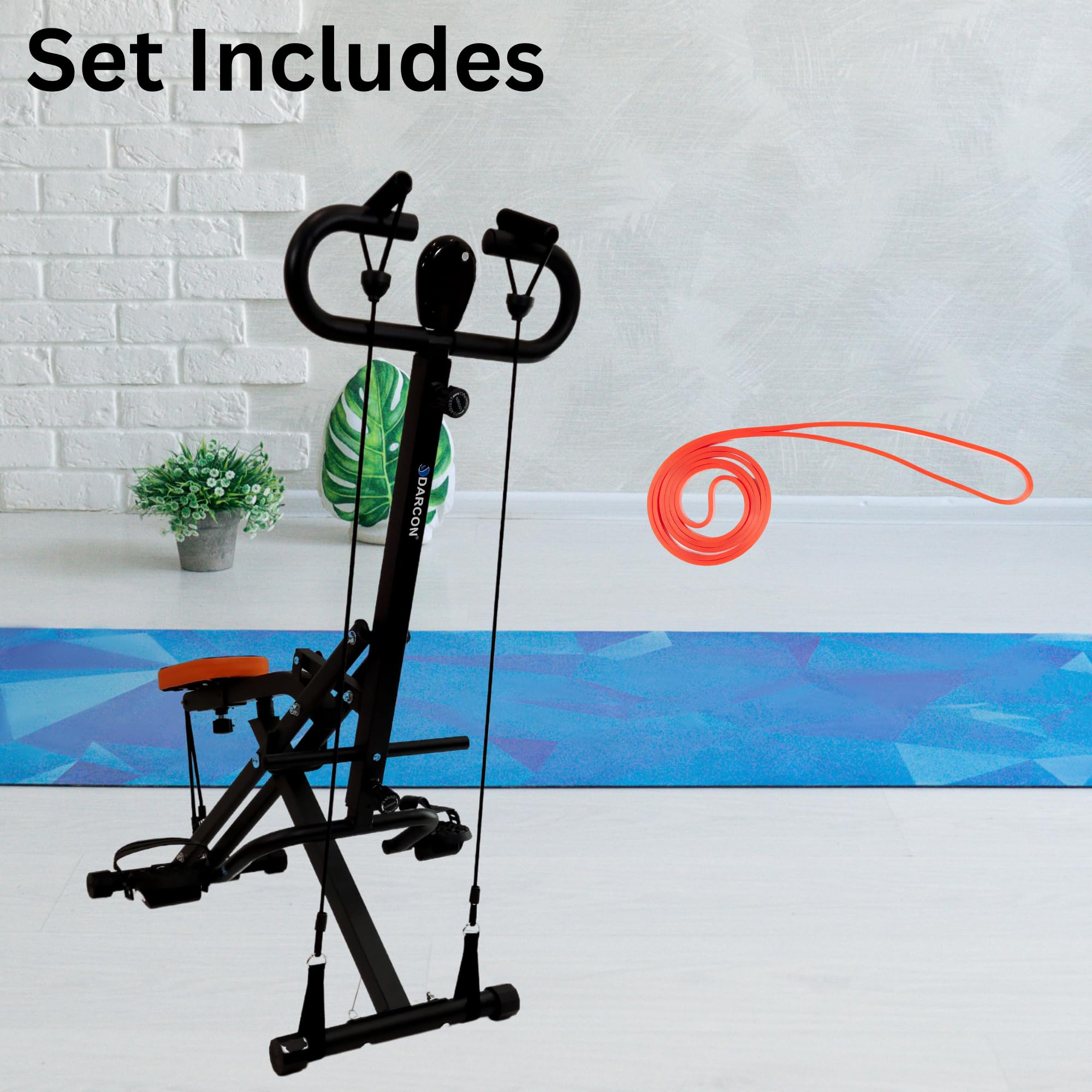 DARCON Squat Machine Exercise Equipment - Ab Rowing Machine for Home Workouts - Power Rider Row for Glutes, Legs and Full Body Workouts for Women and Men