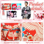 Handepo 3 Pcs Women's Japanese Kimono Robe Obi Belt Kimono Robe Wide Waistband for Japanese Style Robe Accessories