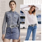 FIORETTO Men Women Rhinestone Belt Bling Shining Diamond Cowgirl Cowboy Western Studded Leather Belt Waist Belt for Jeans Pants Black Silver