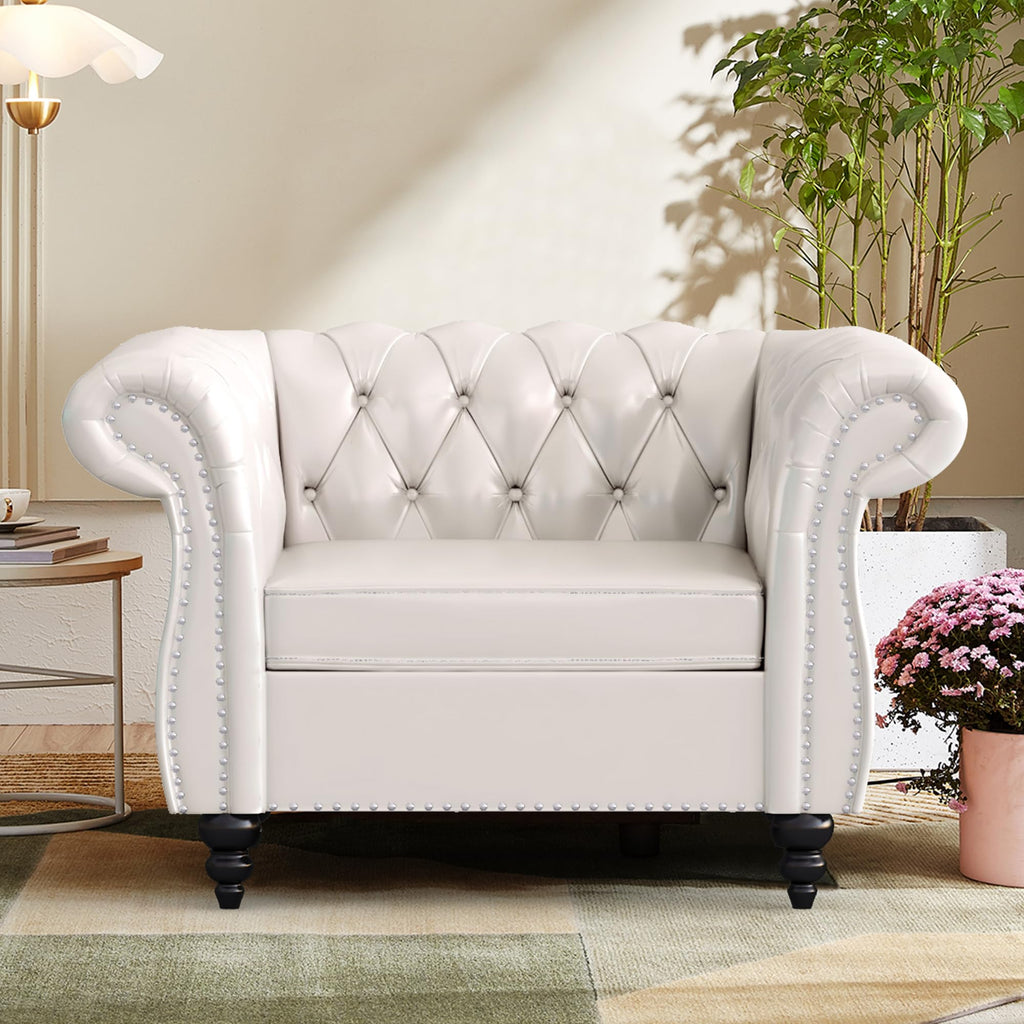 Home Sofa Living Room Furniture, 3 Seater 84" Velvet Upholstered Couch, Mid Century Modern Comfy Couch with Cushions, Classic Tufted Chesterfield Couches for Bedroom, Office, Apartment (Orange)