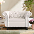 Home Sofa Living Room Furniture, 3 Seater 84" Velvet Upholstered Couch, Mid Century Modern Comfy Couch with Cushions, Classic Tufted Chesterfield Couches for Bedroom, Office, Apartment (Orange)