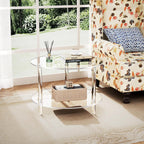 Acrylic Coffee Table, Small Round Modern Coffee Table for Living Room,23.6" D x 23.6" W x 16.5" H