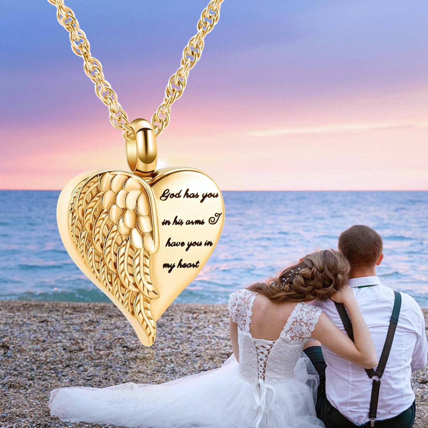shajwo Cremation Heart Urn Necklace Ashes Jewelry for Women Men Keepsake Pendant Memorial Locket Ash Holder