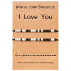 Desimtion Matching Bracelets for Him Her Couples Gifts for Boyfriend Girlfriend I Love You Morse Code Bracelet