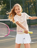 BOOPH Girls Flowy Shorts Athletic Butterfly Shorts Girls with Inner Pockets for Running Tennis White 9-10Y