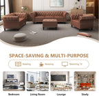 QHITTY 3 Piece Living Room Set, Sectional Chesterfield Sofa Chair Contemporary Upholstered Leather Loveseat Couch Sets for Living Room, Bedroom, Office