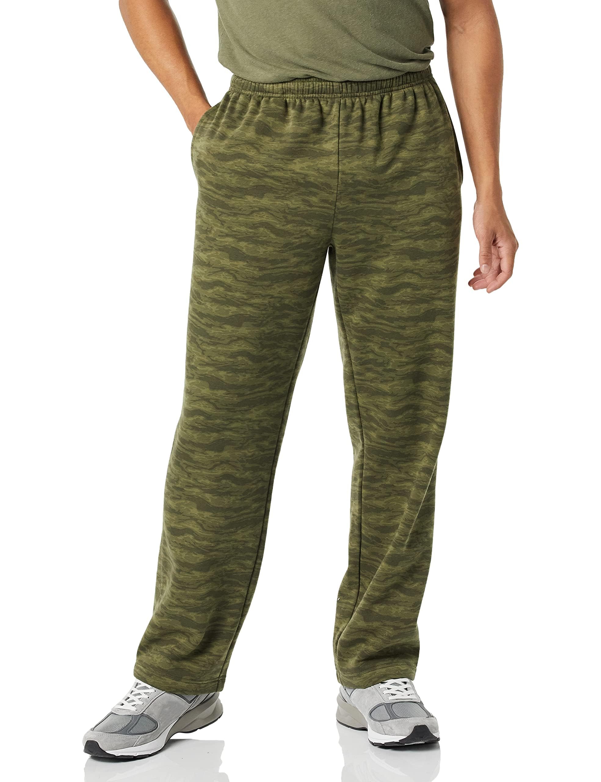 Amazon Essentials Men's Fleece Open Bottom Sweatpant (Available in Big & Tall), Military Green Abstract Camo, Large