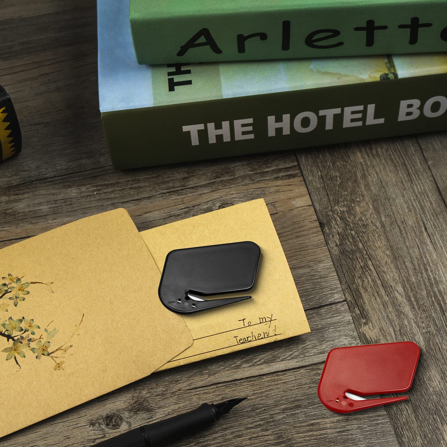 Letter Opener Envelope Slitter 4 Pack Letter Openers Plastic with Blade Envelope Opener Mail Opener for Envelope,Package,Paper Cut,Safe Letter Opener