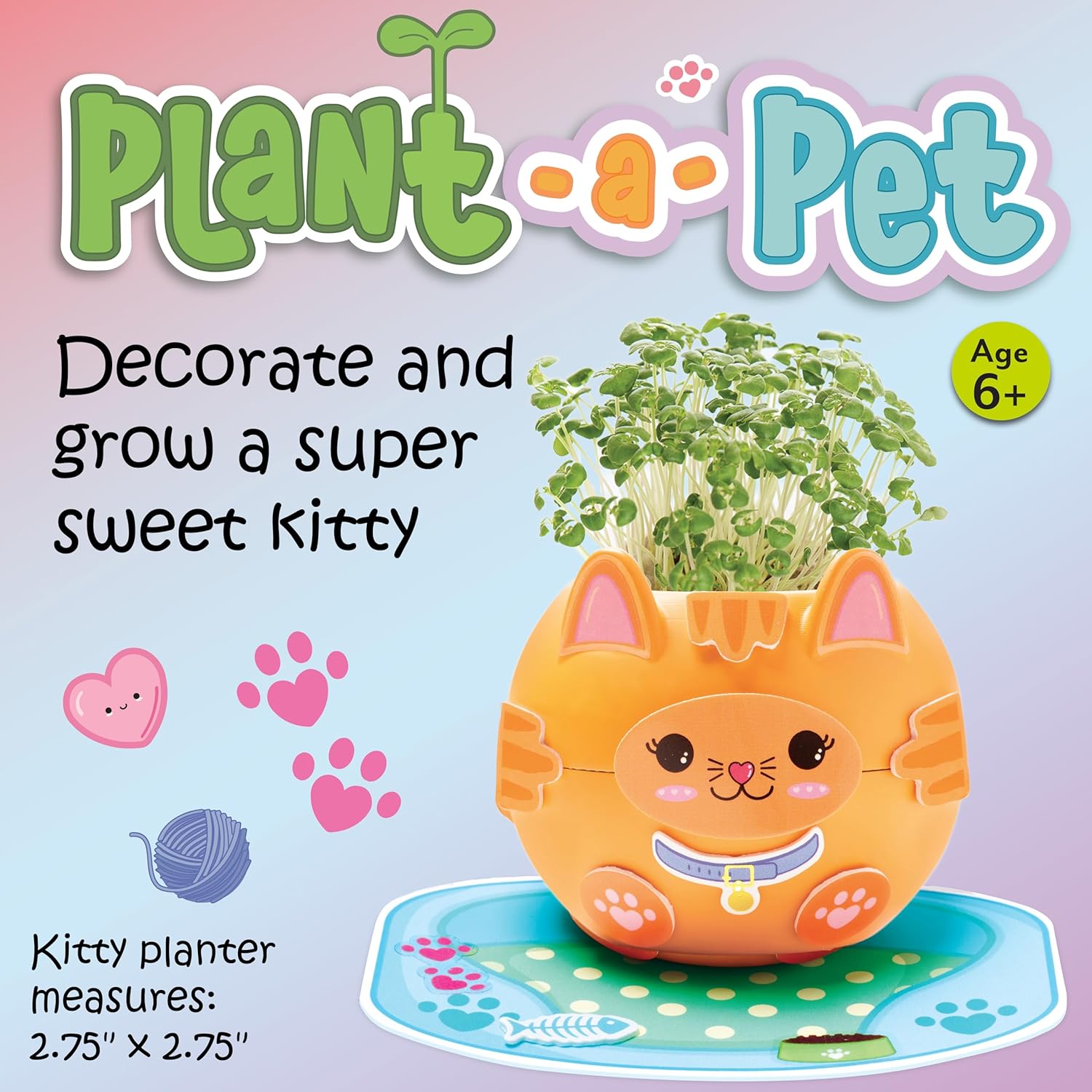 Creativity for Kids Plant-A-Pet: Kitty - Arts and Crafts for Kids, Mini Gifts for Girls and Easter Basket Stuffers for Kids, Chia Seed Plant Pet (Ages 6+)