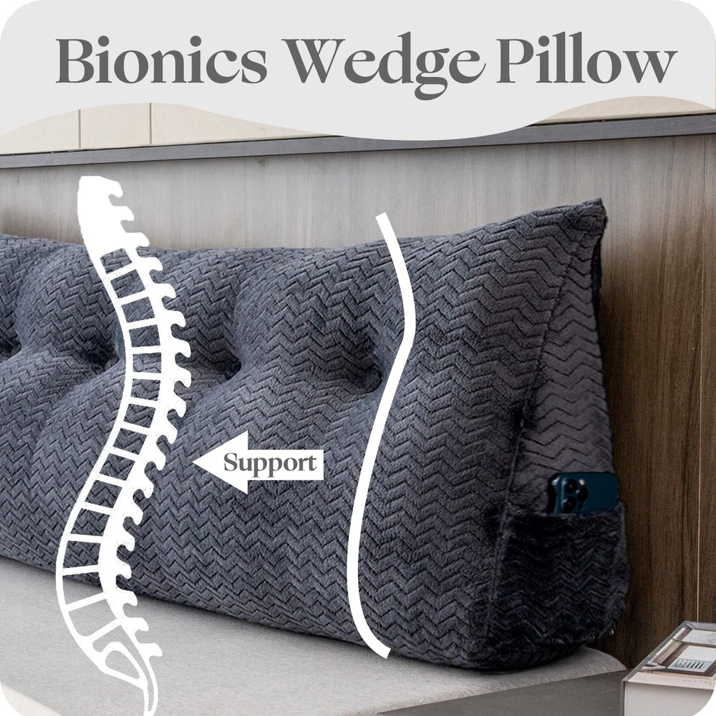 بالشتک بزرگ مثلثی پشت‌سری ZOEMO، تکیه‌گاه پشتی گوه‌ای، پشتیبانی موقعیت‌دهی، بالش‌های استراحت تخت برای مطالعه، بالش‌های گوه‌ای پشت‌سری برای تخت روز با روکش قابل جدا شدن