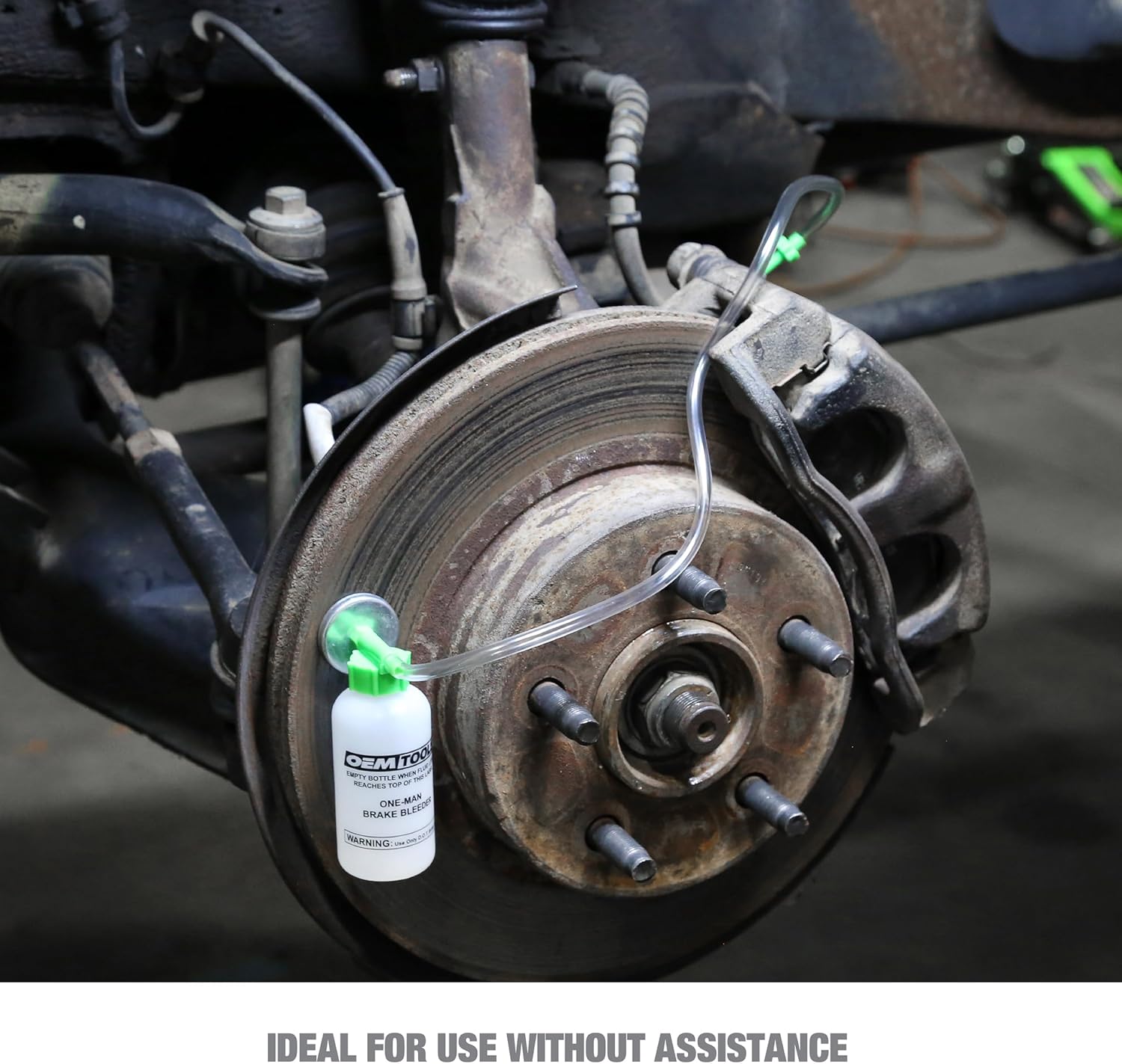 OEMTOOLS 25036 Bleed-O-Matic One-Man Brake Bleeder Kit, Featuring An Opaque Brake Bleed Bottle / Transparent Hoses and Tapered Fittings, No Mess Brake Fluid Bleeding , Multi color(Packaging May Vary)