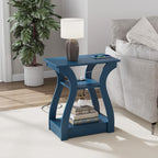 End Tables Living Room, White End Table with Charging Station,White Side Table, Nightstand for Bedroom, 3 Tier End Table with Storage Shelf for Living Room