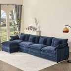 108" U Shaped Couch, Modular Sectional Sofa, 3-Seater Comfy Cloud Couch with Movable Ottoman, Deep Seat Couches for Living Room, Chenille, Black