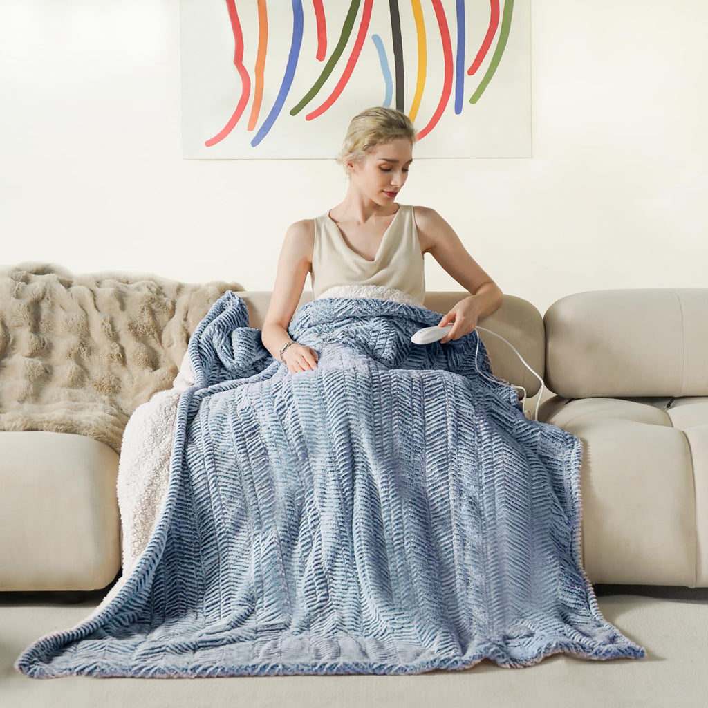 Opvarmet tæppe 50" x 60" - Opvarmet tæppe med 5 varmeniveauer og 3 timers automatisk slukning, maskinvaskbar, ETL &amp; FCC-certificering, overvarmebeskyttelse (Racoon) 