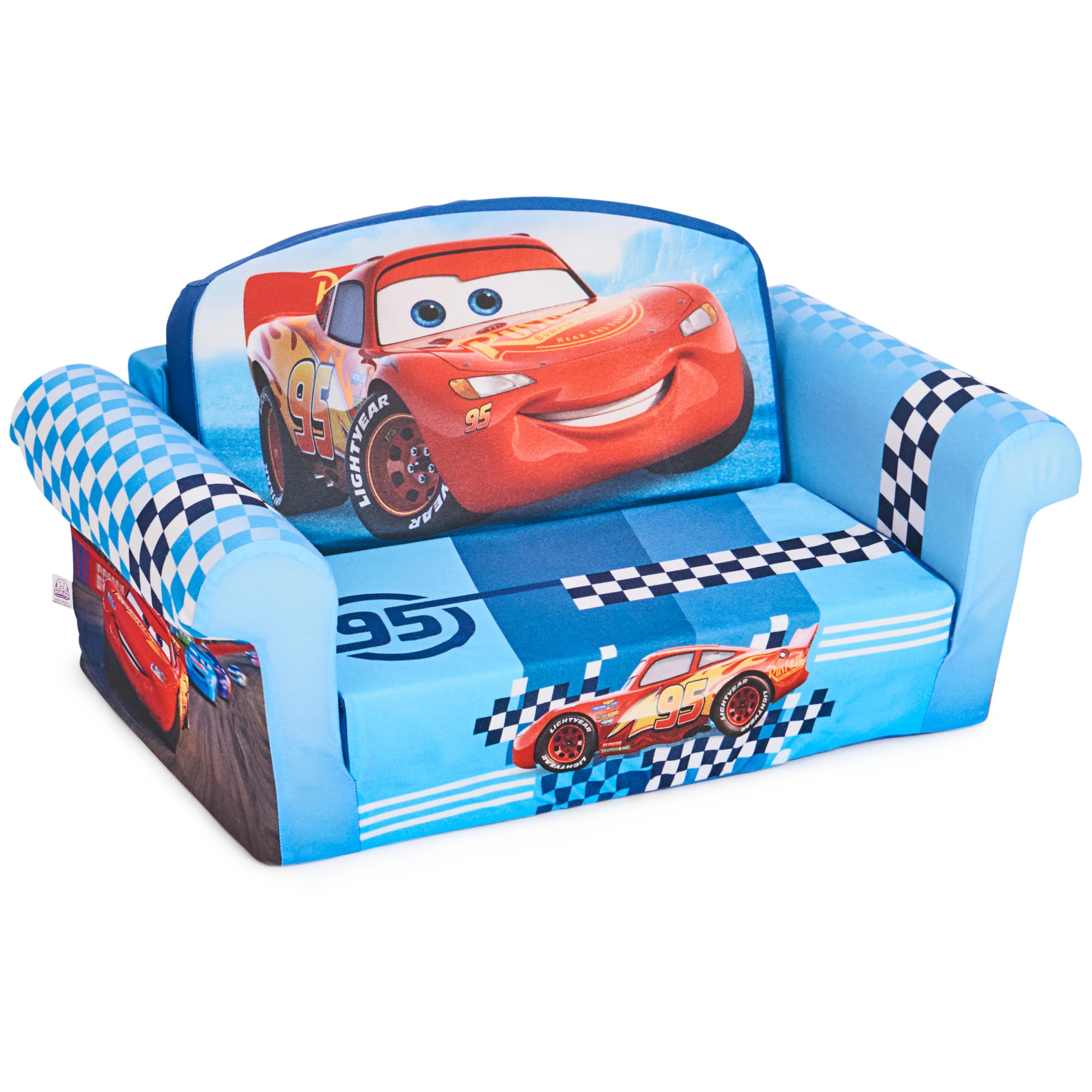 Meubles Marshmallow, canapé compressé en mousse 2-en-1 pour enfants à ouverture rabattable, Cars de Disney, multicolore