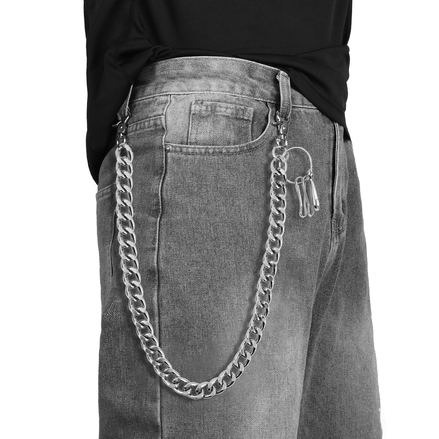 Girinme Portefeuille - Ceinture Chaîne Porte-Clés Accessoire Jeans Hip Hop Punk pour Femmes & Hommes