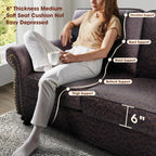 Mid-Century Vintage Sofa Couches with Rivet Design,loveseat Sofa,Removable Sofa Cover Upholstered Cushions and Solid Wood Frame (Brown, 3-Seater)