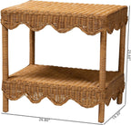 bali & pari Oteria Scalloped Natural Rattan Side Table, Light Honey