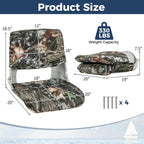 Goplus Low/High Back Boat Seats, Folding Boat Seat with Stainless Steel Screws & Aluminum Hinges, Thickened Sponge Padding, Waterproof Fishing Captain Boat Seats (2 Packs-Camo & Gray)