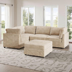 Modular Sectional Sofa,5 Pieces Sectional Couches for Living Room,L Shaped Cloud Couch Chaise Set, Black