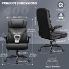 Office Chair, Ergonomic Big and Tall Computer Desk Chairs, Executive Breathable Leather Chair with Adjustable Flip-up Armrests, Lumbar Support Swivel PC Chair with Rocking Function